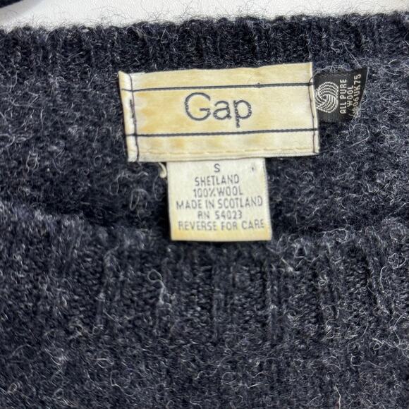 Vintage 1980s GAP Red Blue Crewneck Sweater Shetland 100% Shetland Wool Small - Picture 6 of 6